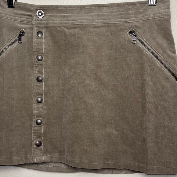 Kuhl Streamline Stretch Corduroy Mini Skirt Snap Front Women's Size 4 Tan - Picture 8 of 16